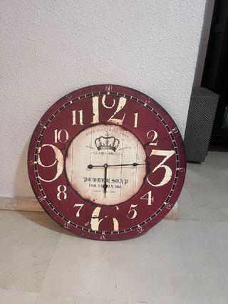 Reloj de Pared Vintage Rojo y Blanco