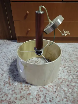 Lámpara de techo madera y tela