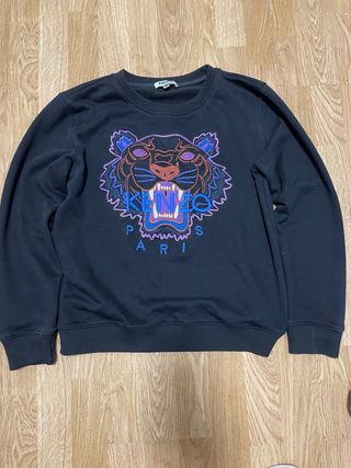 Sudadera Kenzo Negra con Tigre Multicolor