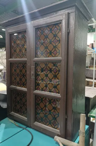 Armario Vitrina Madera Cristal Siglo XVIII