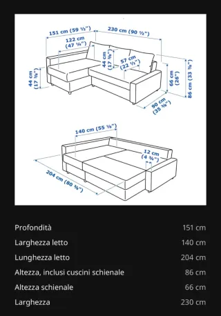 Divano letto angolare IKEA grigio