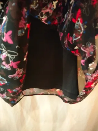 Vestido gasa forrado mangas transparentes