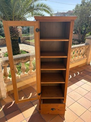 Vitrina de madera con puerta de cristal