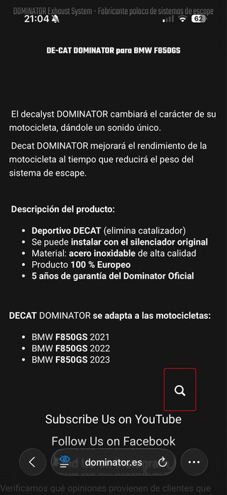 Supresor de catalizador DOMINATOR para BMW F850 GS