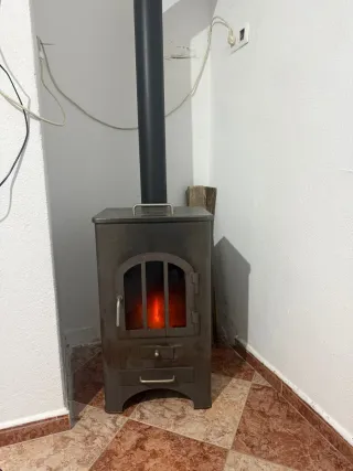 Chimenea de leña con puerta de cristal