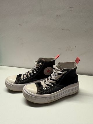 Converse plataforma negras y rosas