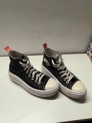 Converse plataforma negras y rosas