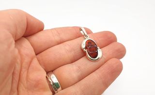 Colgante Plata 925 Ámbar Natural Coñac Miel