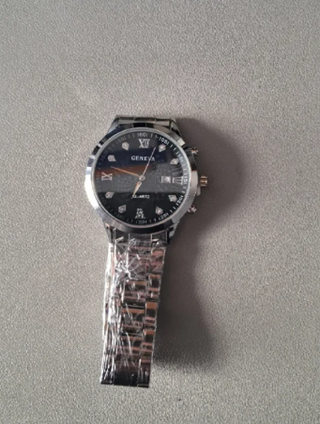 Reloj Geneva Hombre Plata y Negro