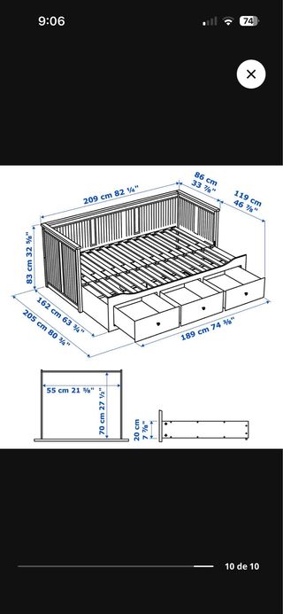 Cama nido blanca con 3 cajones y 2 colchones