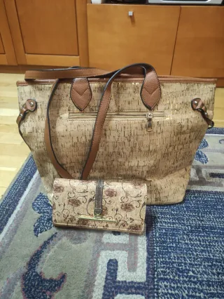 Cartera Corcho Natural Dorado