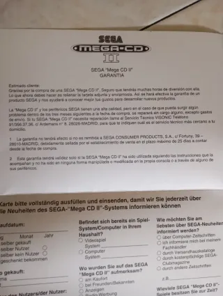 Manual y Garantía SEGA Mega CD II