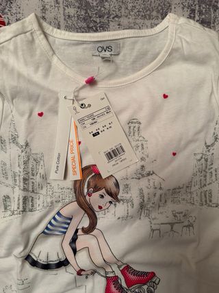 Maglietta bambina con disegno patinatrice