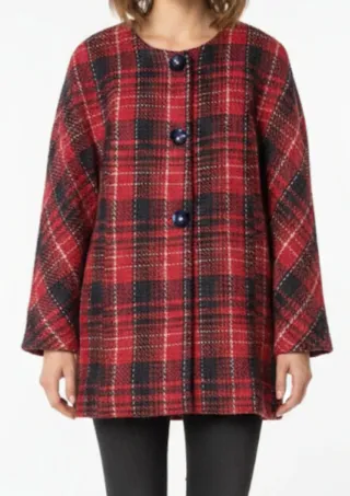 ABRIGO CUADROS ESCOCESES CON AIRE RETRO