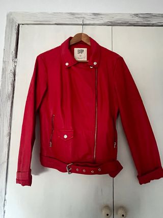 Biker de cuero roja Green Coast