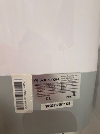 Termo Eléctrico Ariston Velis 100L Wifi