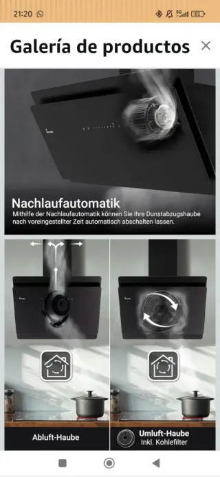 Campana extractora cristal negro