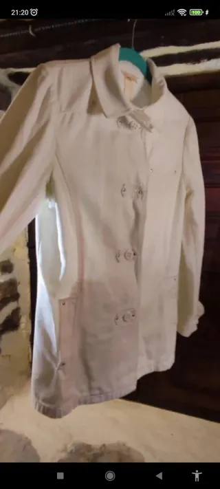 Chaqueta Mango Blanca Tela Semivaquera