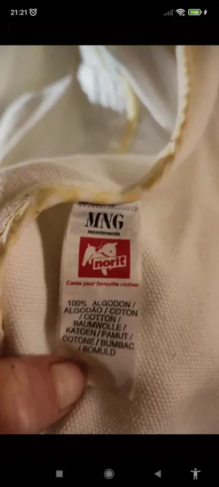 Chaqueta Mango Blanca Tela Semivaquera