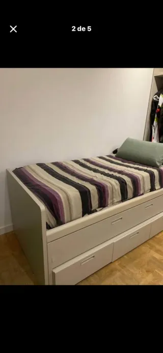 Cama individual 90x190 con cajones