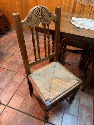 Mesa comedor madera maciza rústica + 6 sillas