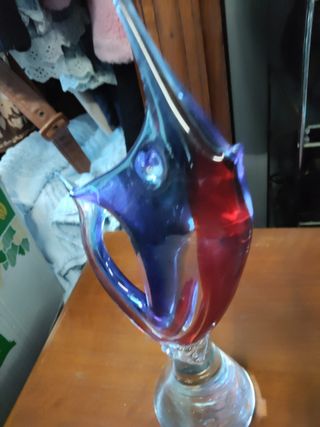 Pesce in vetro di Murano blu e rosso