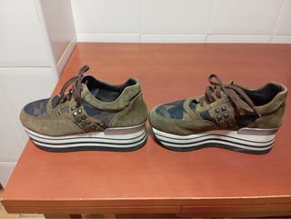 Zapatos plataforma tachuelas camuflaje