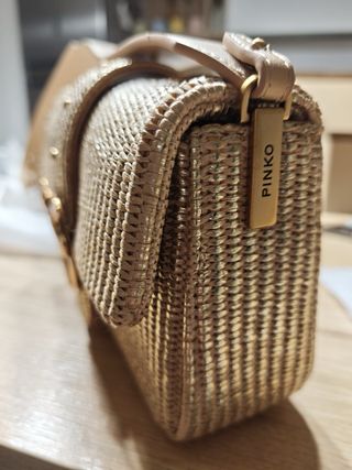 Borsa Pinko Love One Mini Rafia Laminata