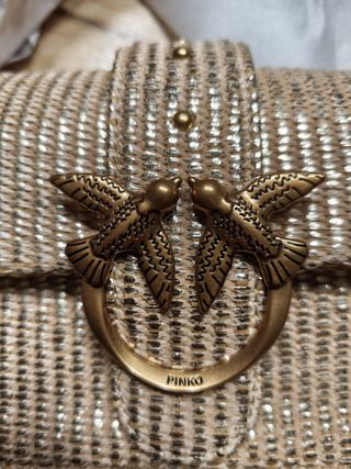 Borsa Pinko Love One Mini Rafia Laminata