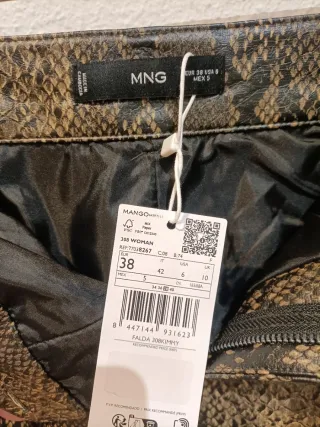 Falda Mango efecto piel estampado serpiente