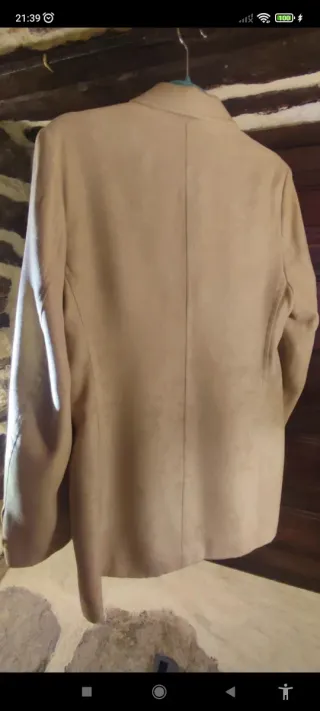 Chaqueta Mango Terciopelo Suave Beige