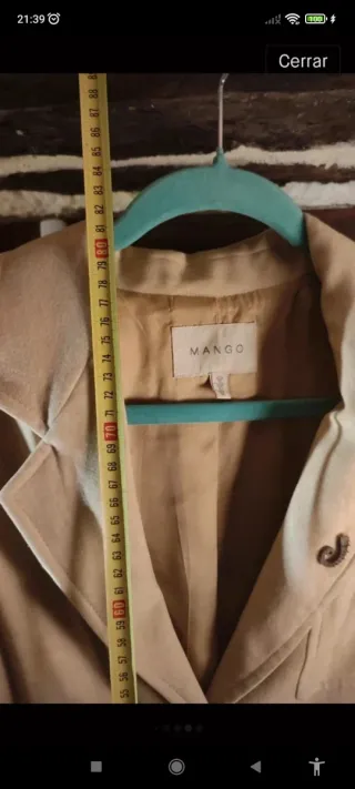 Chaqueta Mango Terciopelo Suave Beige