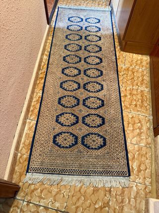 Tappeti eleganti per corridoio beige e blu