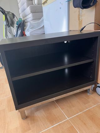 Mueble TV negro madera y metal 60x40x48