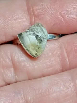 Anillo Plata Ley cuarzo en bruto