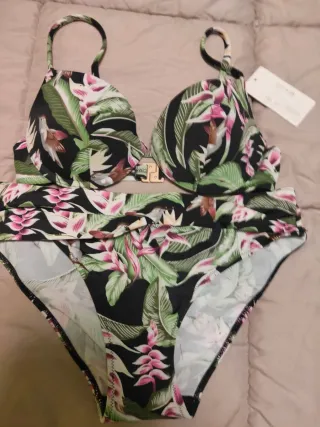 Bikini Gisela Negro Flores Nuevo