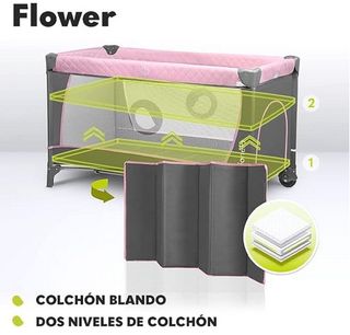Cuna Lionelo Flower 4 en 1 + Colchon + Sábanas