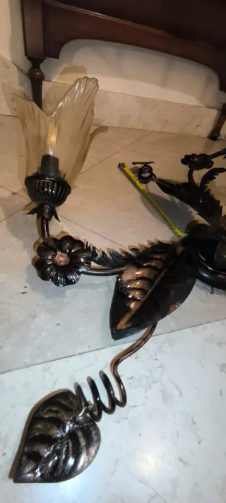 Plafoniera vintage 3 luci in ferro Brunito modella