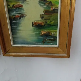 Lote 3 cuadros óleo paisaje pintados a mano
