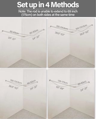 Barra Cortina Ducha Esquinera L acero inoxidable