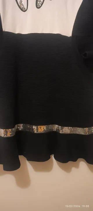 Vestido Liu Jo blanco y negro con pedrería