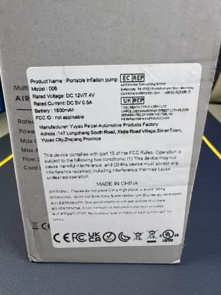 Pompa gonfiaggio aria portatile