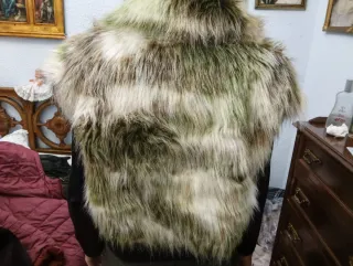 Chaleco corto de pelo talla única gris/verde Ganga