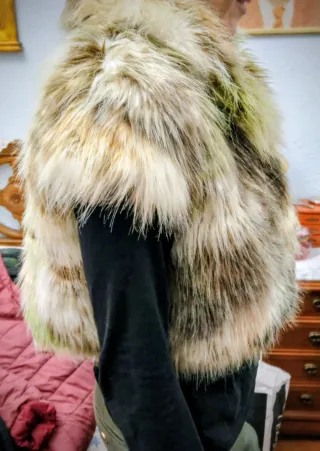 Chaleco corto de pelo talla única gris/verde Ganga