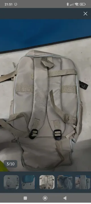 Mochila de cabina beige y gris