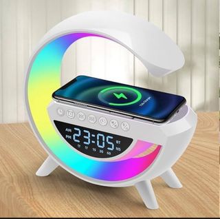 Altavoz LED Carga Inalámbrica + Reloj Despertador
