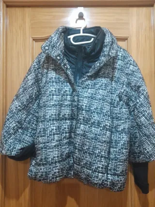 Cazadora mujer tweed blanco y negro