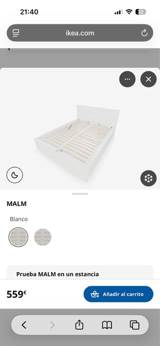 Canapé MALM Ikea Blanco + Colchón