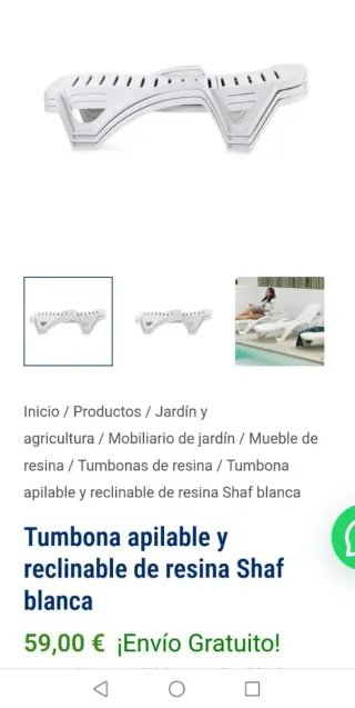 Tumbona Shaf apilable y reclinable