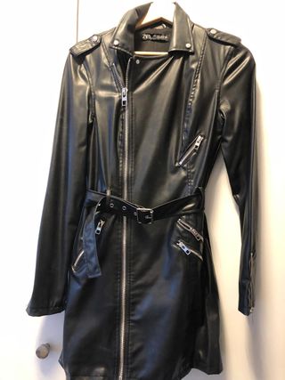 Vestido abrigo efecto cuero rocker ZARA-Talla S